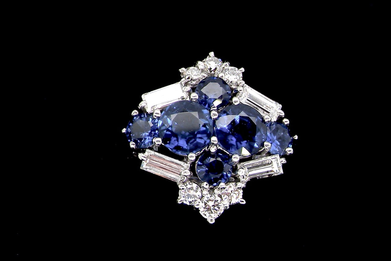 sapphire and diamond cluster ring