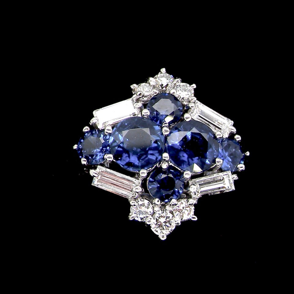 sapphire and diamond cluster ring