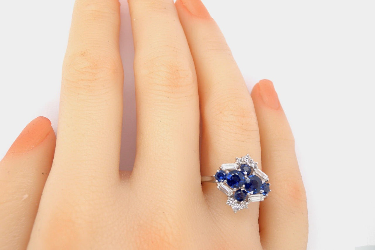 white gold sapphire and diamond ring