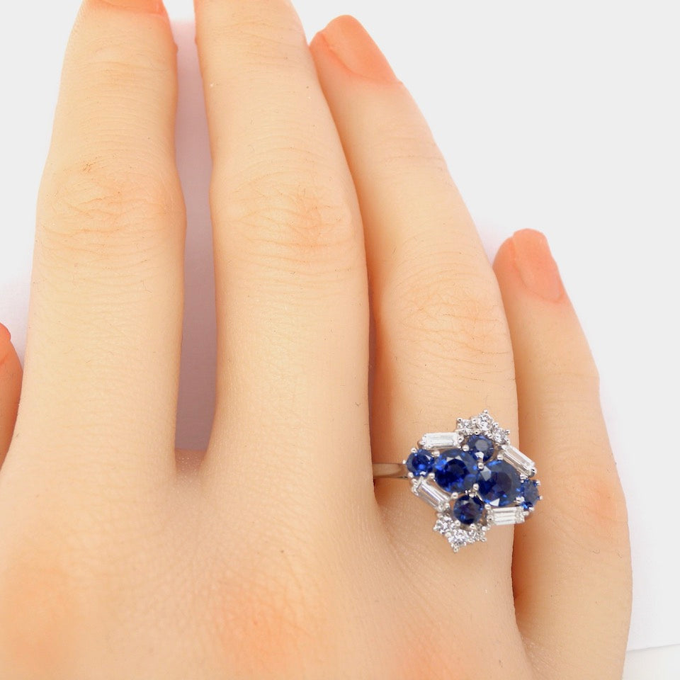 white gold sapphire and diamond ring