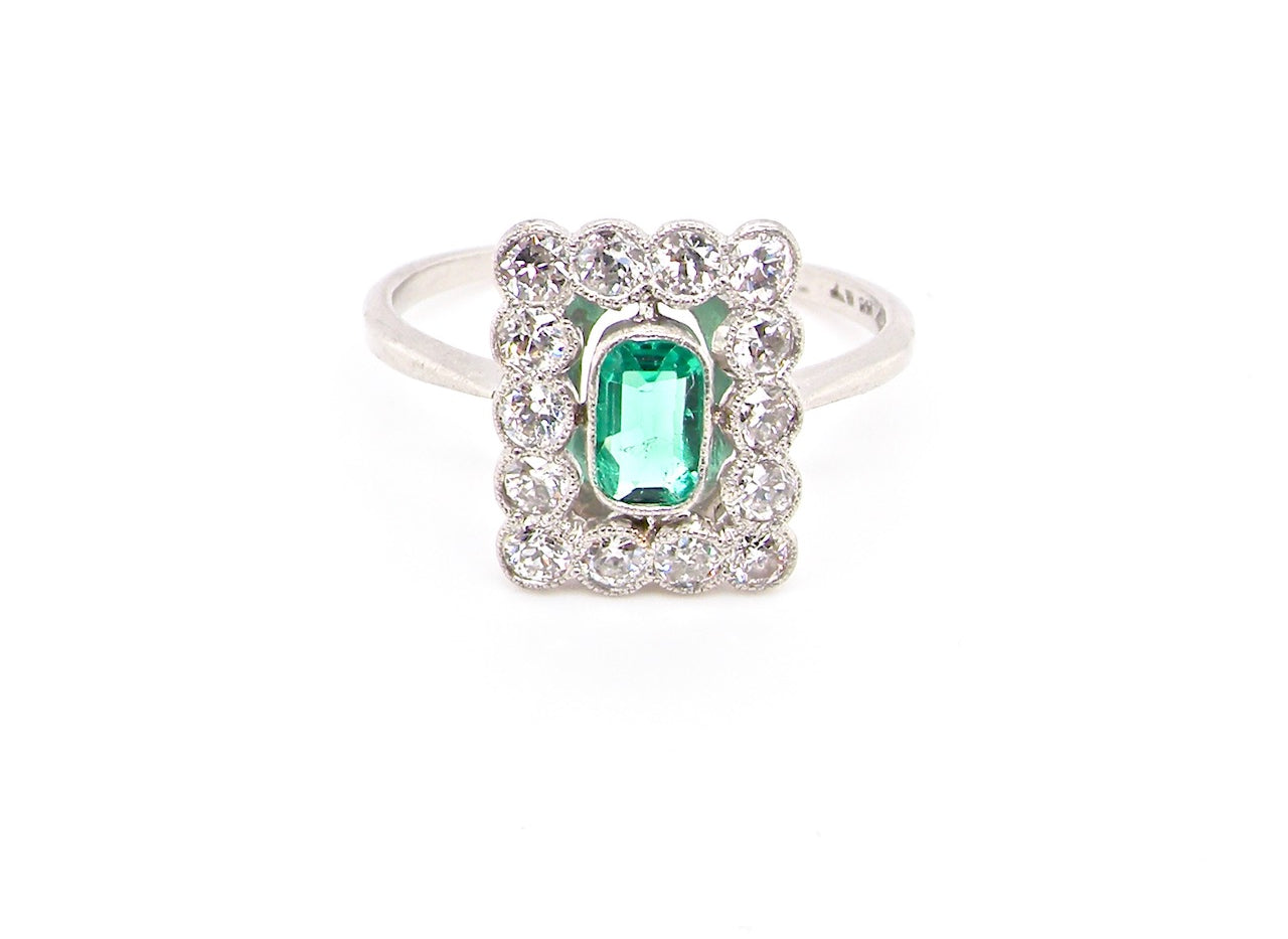Art Deco emerald and diamond cluster ring