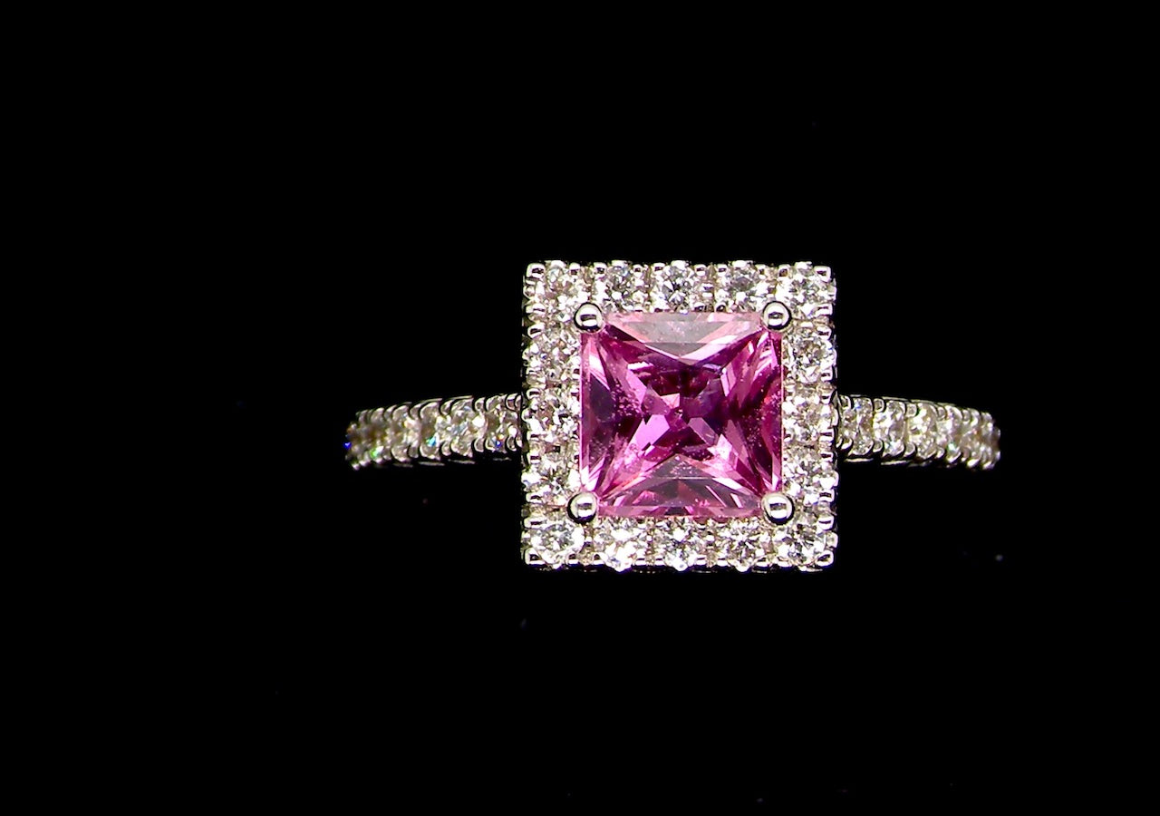 pink sapphire cluster ring