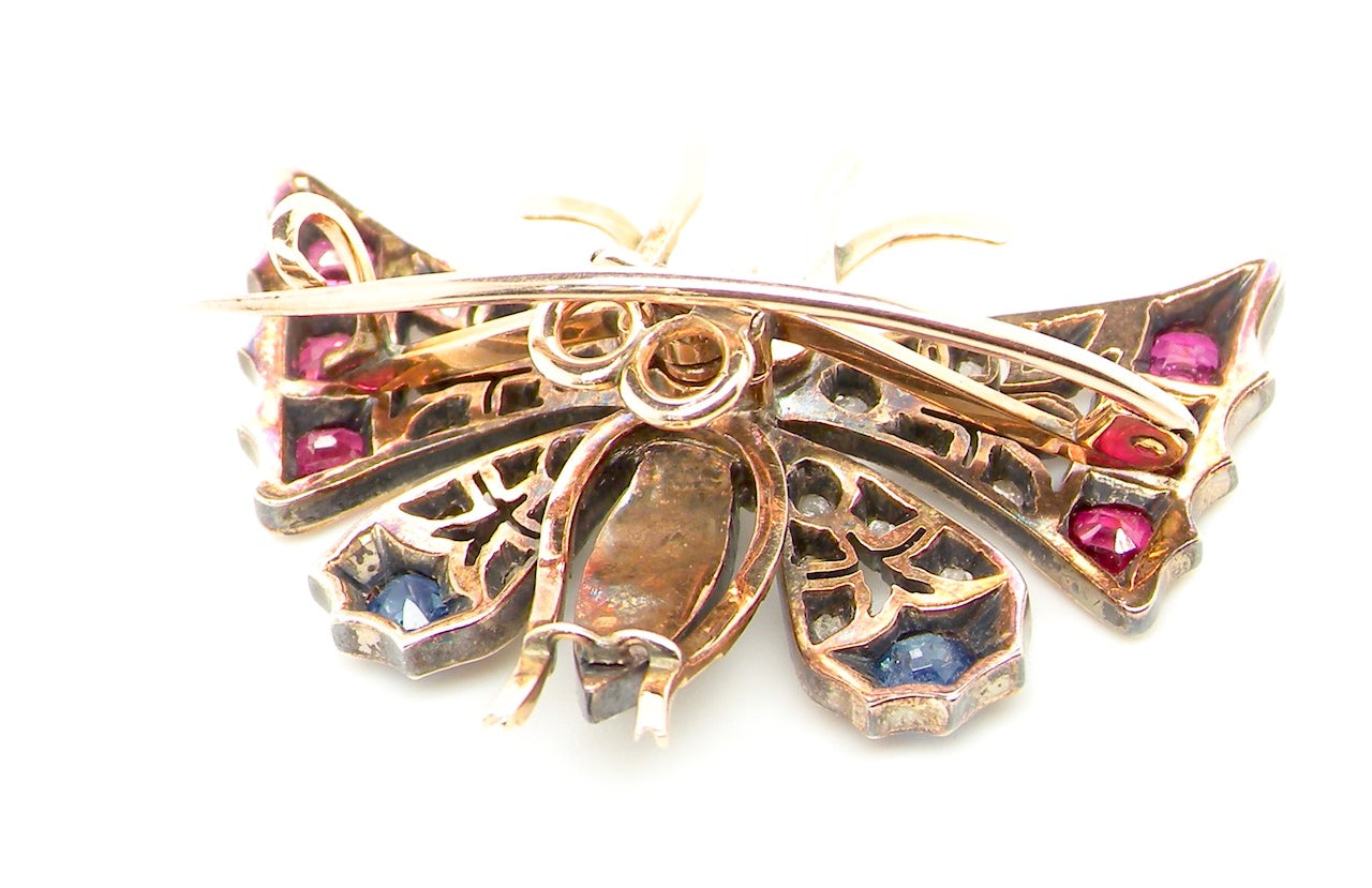 A Rear of Victorian multi gemstone butterfly brooch