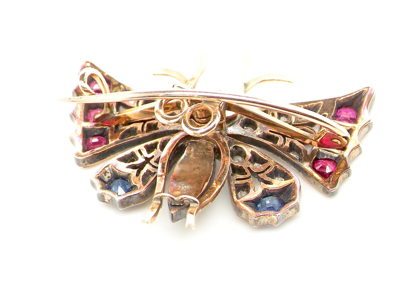 A Rear of Victorian multi gemstone butterfly brooch