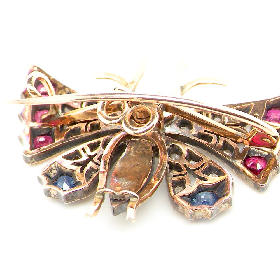 A Rear of Victorian multi gemstone butterfly brooch