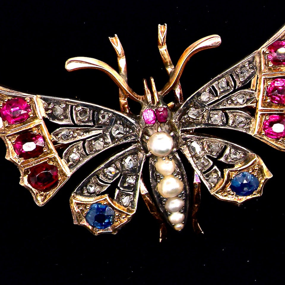 multi gemstone butterfly brooch