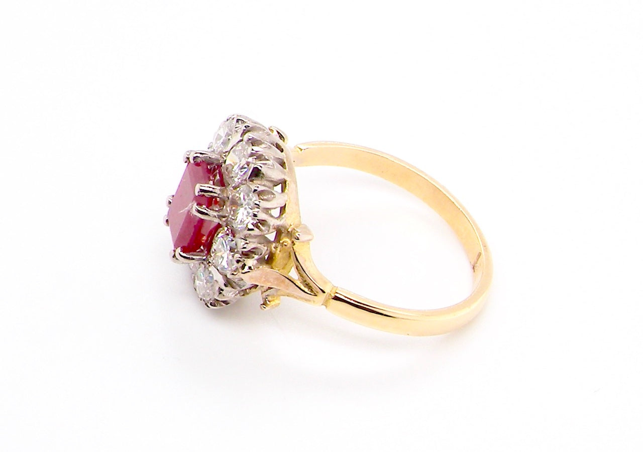 vintage ruby and diamond cluster ring