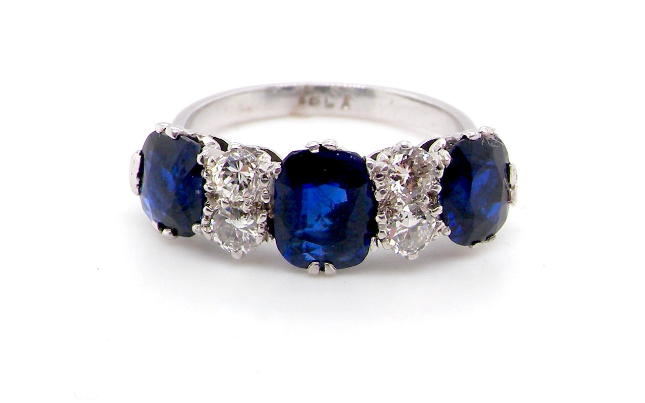 art deco vintage sapphire and diamond gem ring