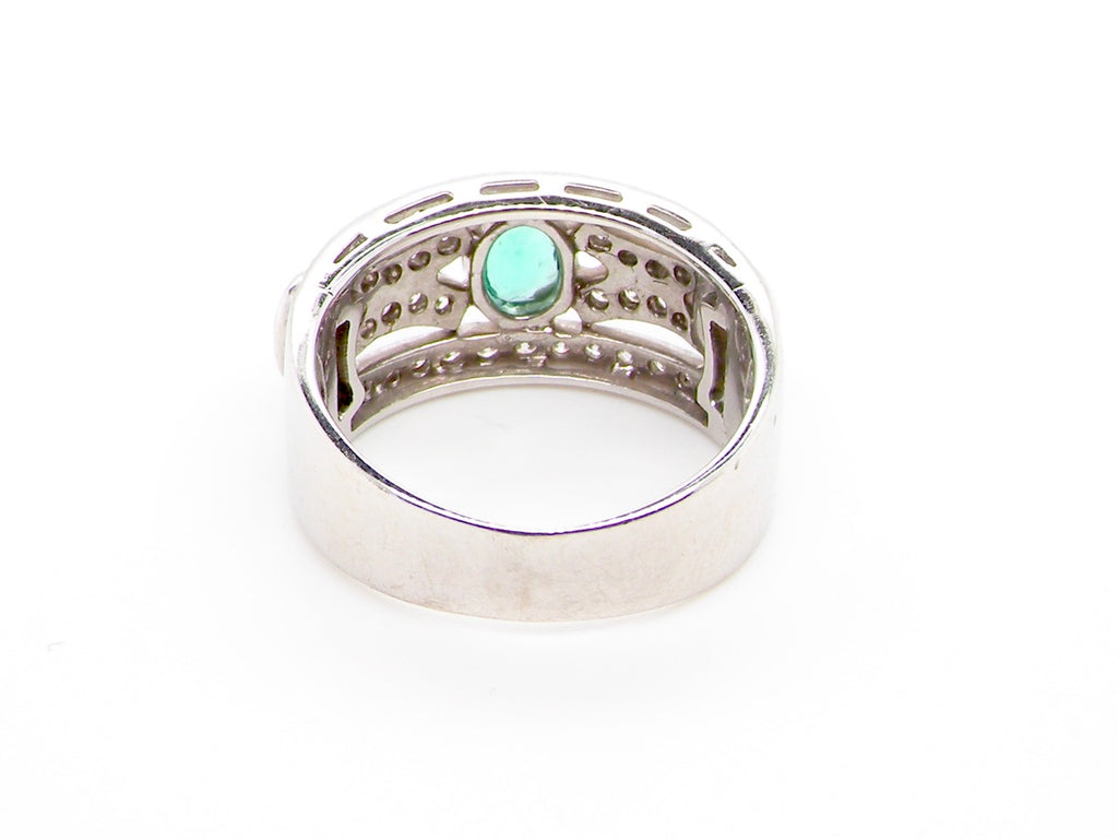 mid 20th century emerald and diamond dress ring