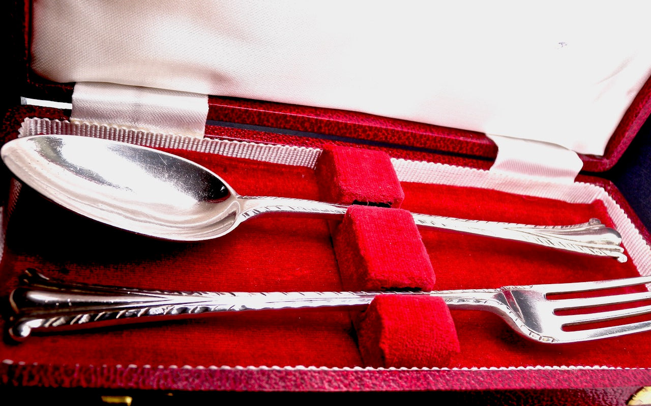 child's silver fork and spoon set