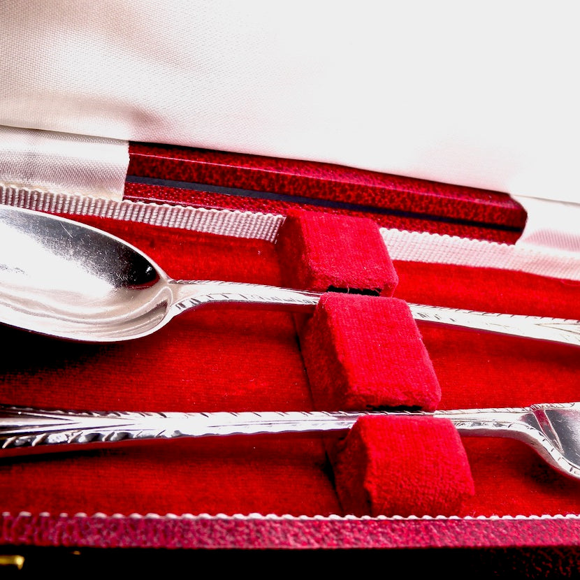 child's silver fork and spoon set