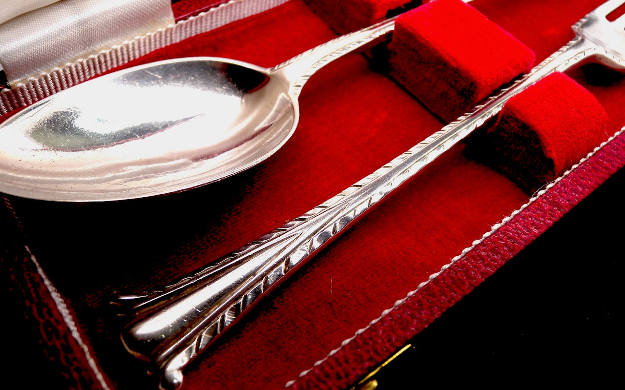 antique silver fork and spoon set