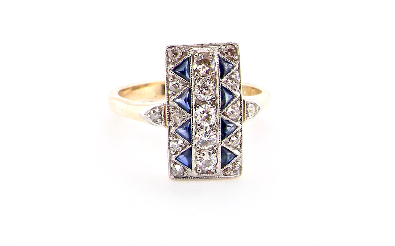 Art Deco sapphire and diamond ring