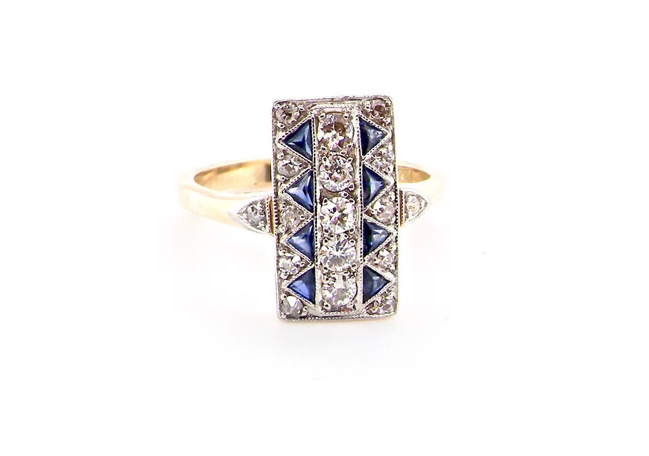 Art Deco sapphire and diamond ring