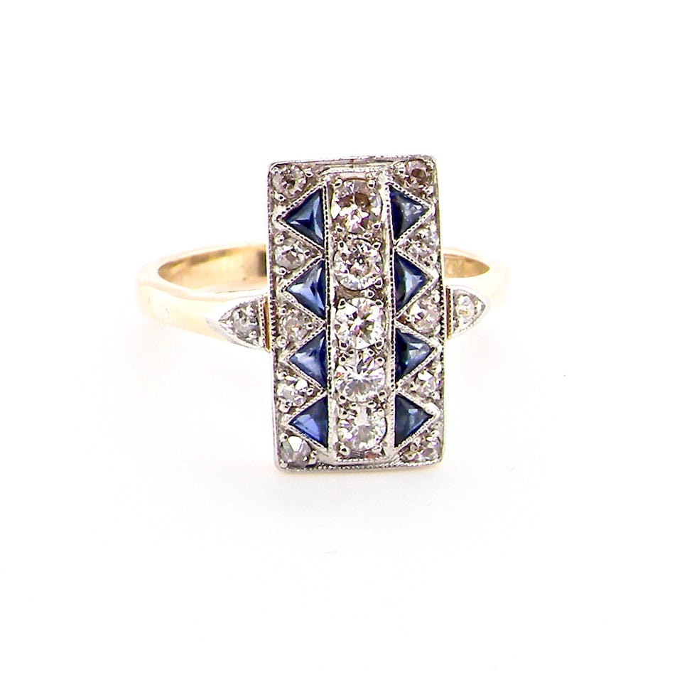 Art Deco sapphire and diamond ring