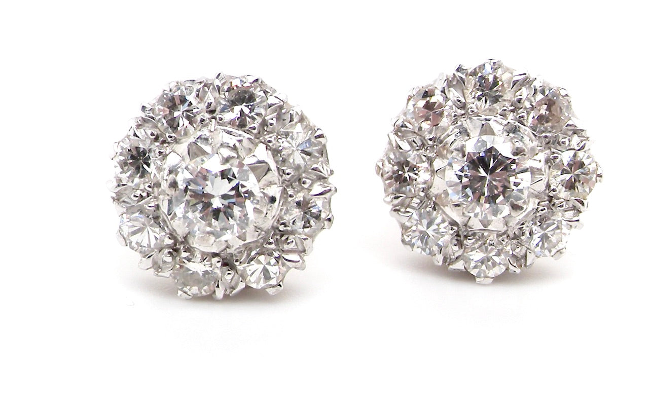 mid 20th century diamond earrings