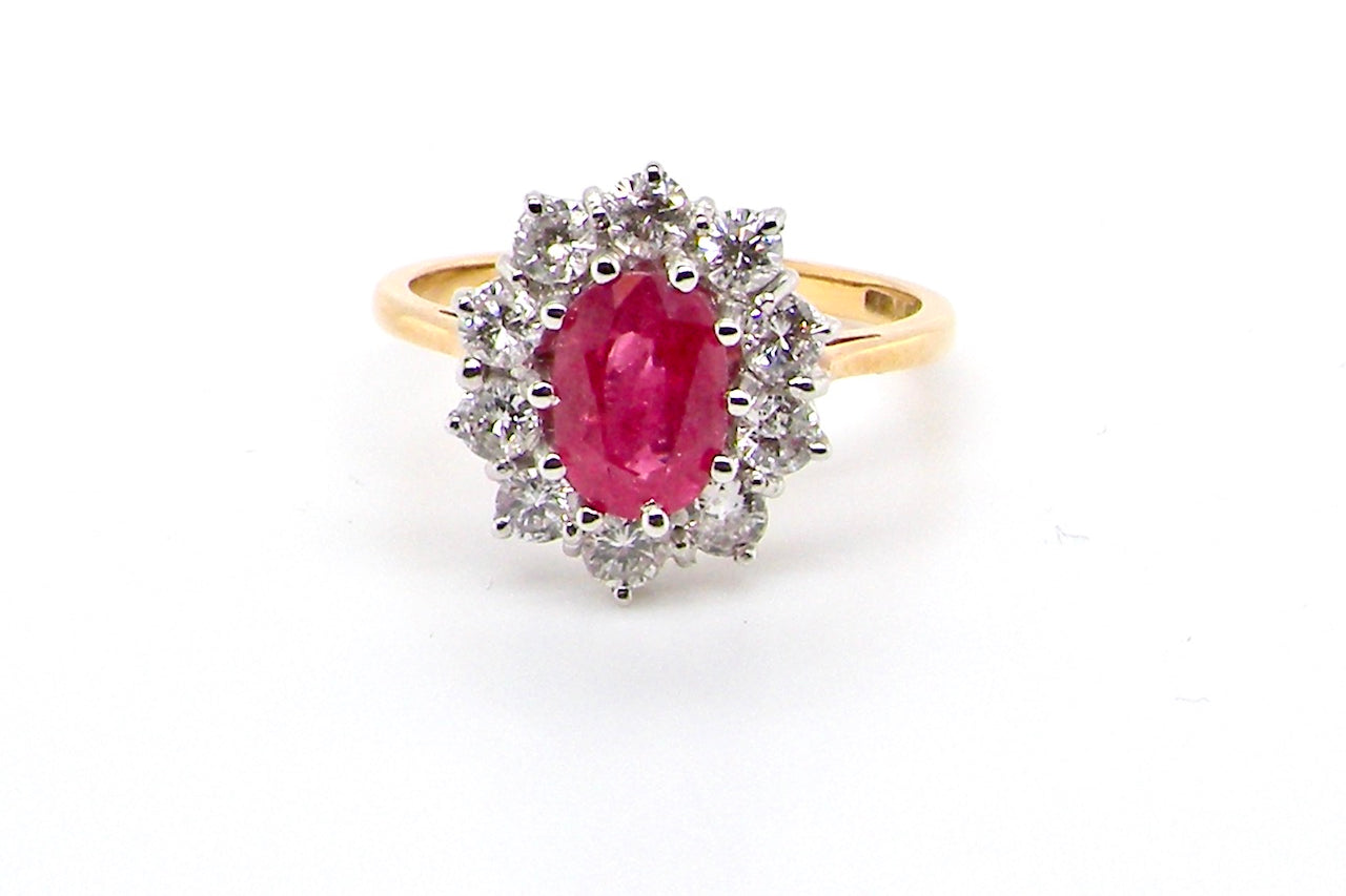 ruby and diamond cluster ring