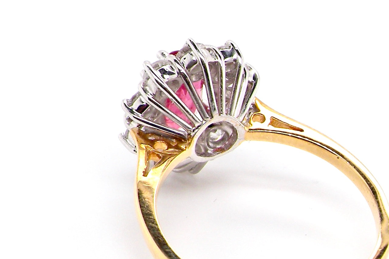 Vintage ruby and diamond cluster ring