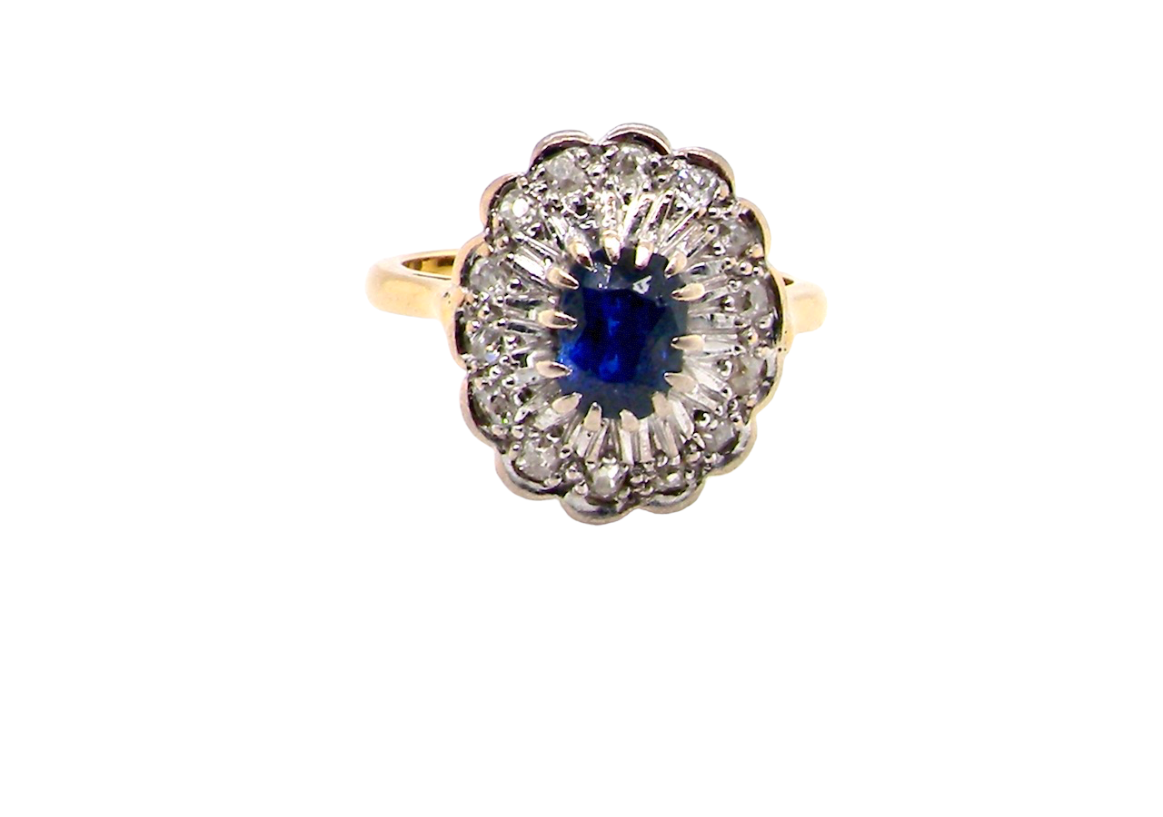 sapphire and diamond cluster ring