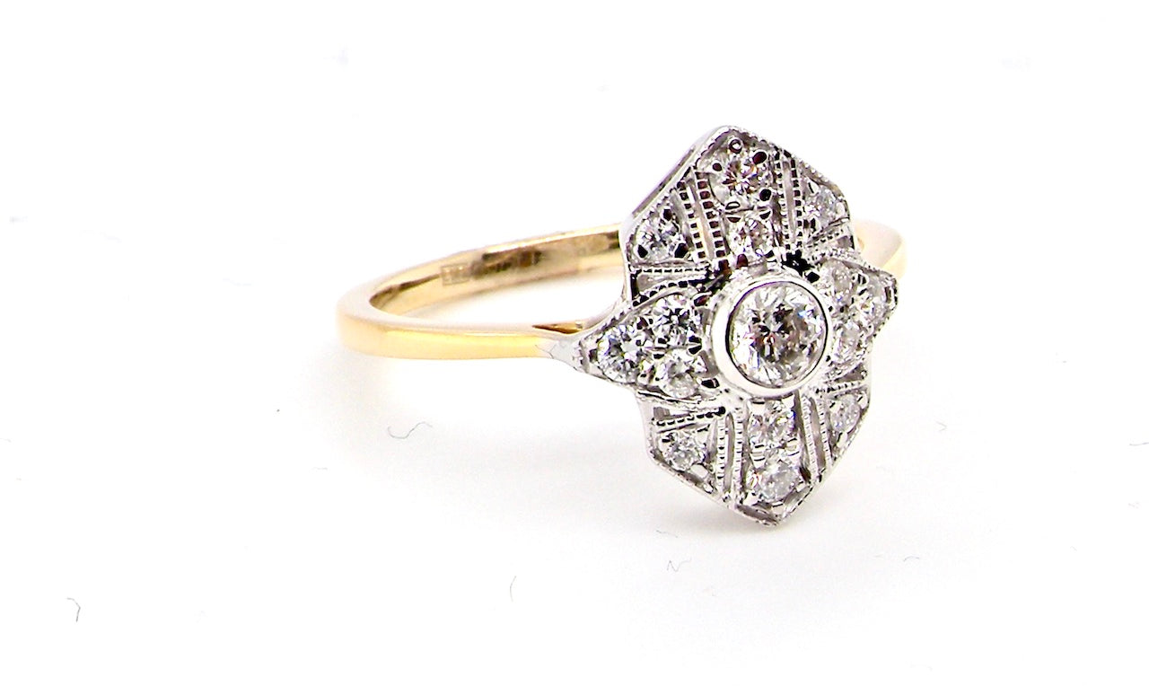 new Art Deco style diamond cluster ring