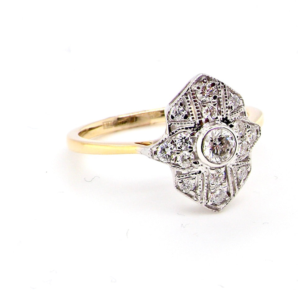 new Art Deco style diamond cluster ring