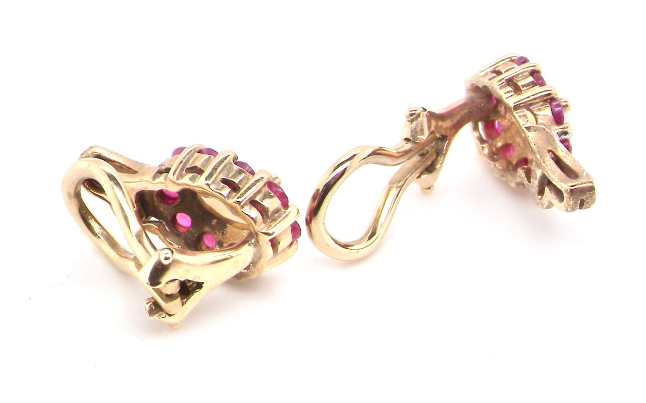 vintage ruby and opal clip on earrings