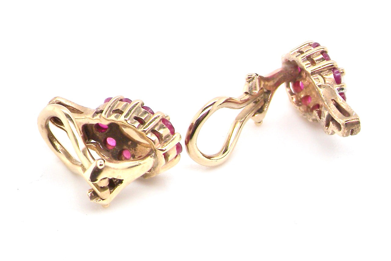 vintage ruby and opal clip on earrings