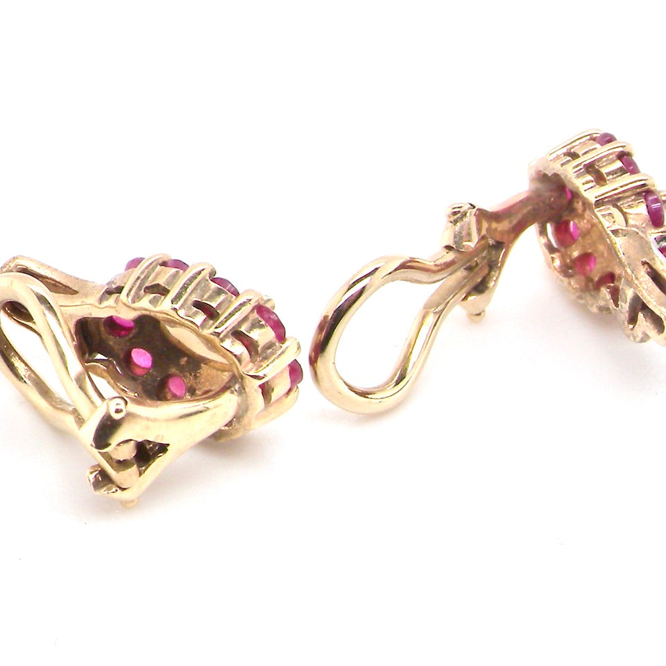 vintage ruby and opal clip on earrings