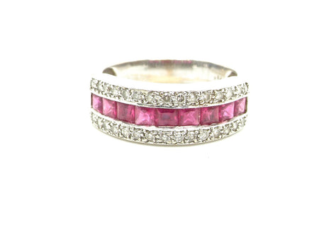 ruby and diamond half hoop ring