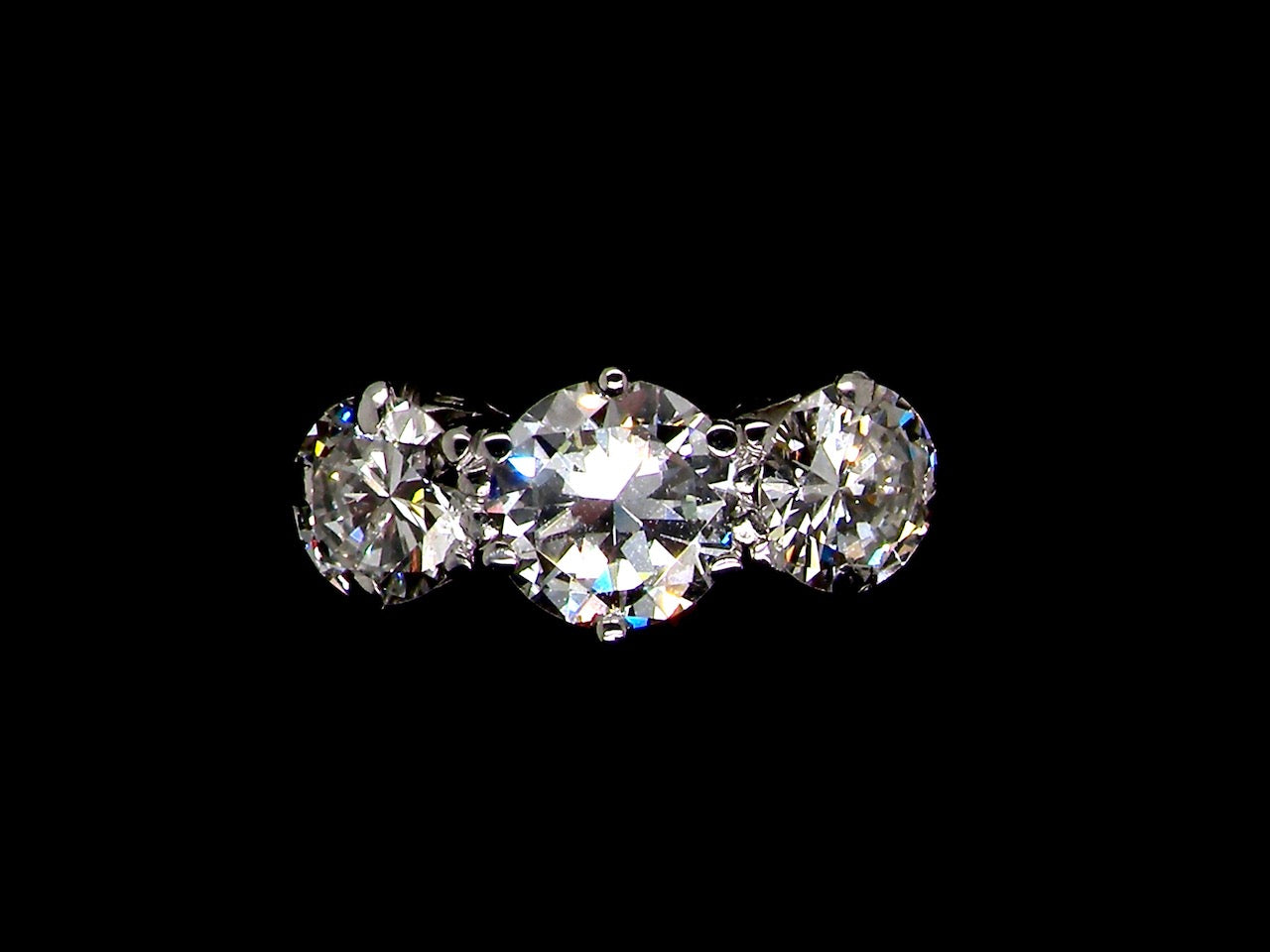 A fine three stone diamond ring