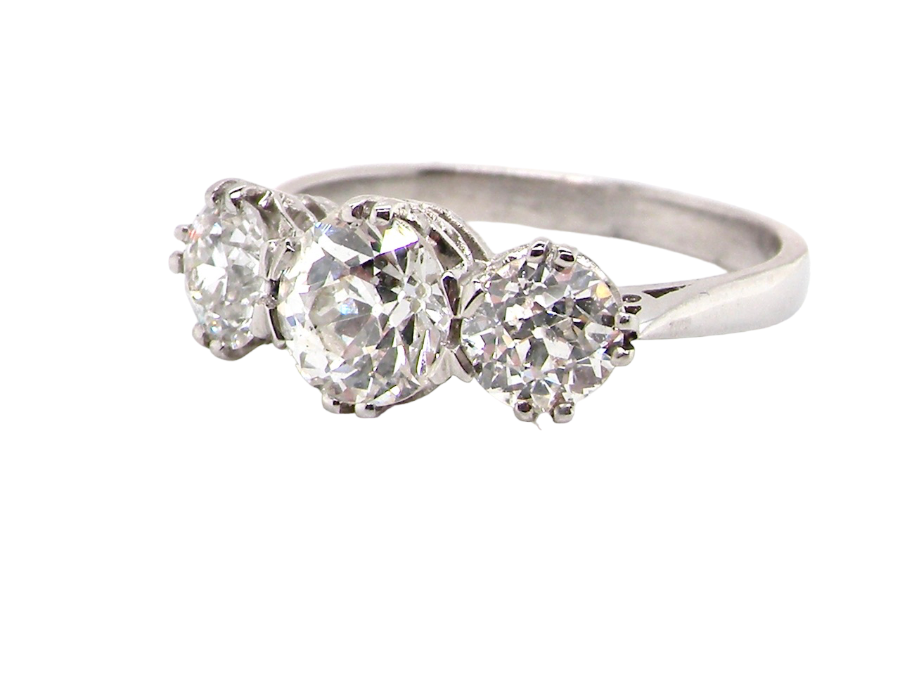 three stone platinum diamond ring