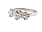 three stone platinum diamond ring