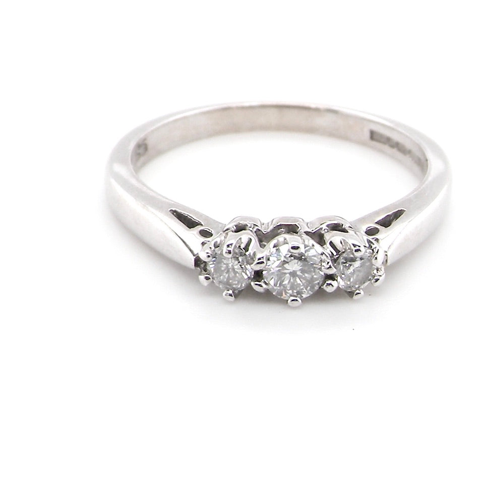 vintage three stone diamond ring