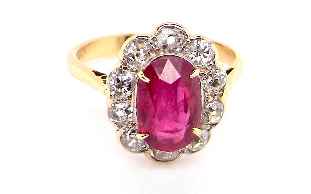 mid 20th century ruby and diamond ring