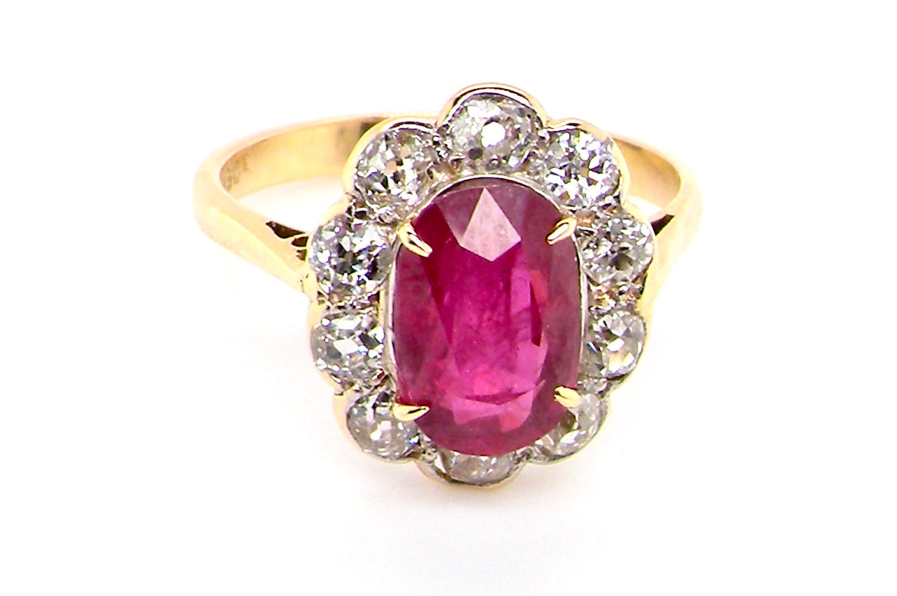 mid 20th century ruby and diamond ring