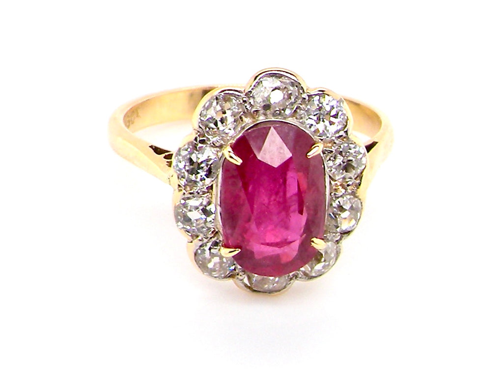 mid 20th century ruby and diamond ring