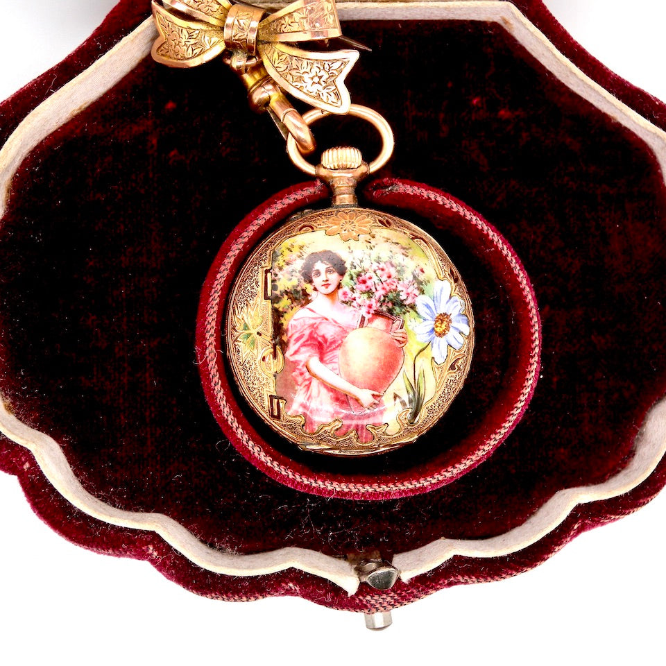 enamelled Swiss Victorian fob watch