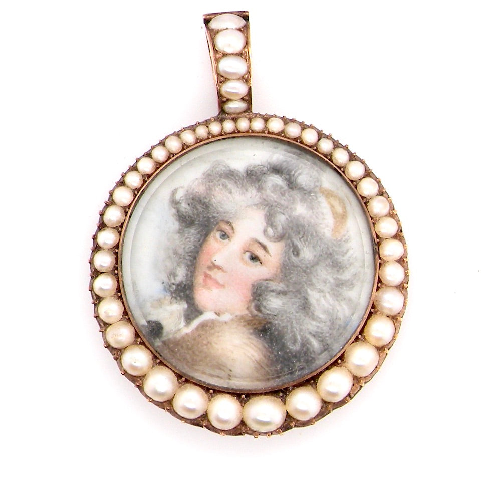antique miniature portrait pendant