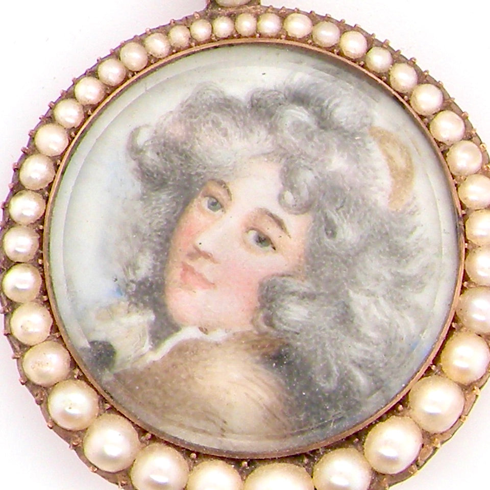 Georgian antique miniature portrait pendant