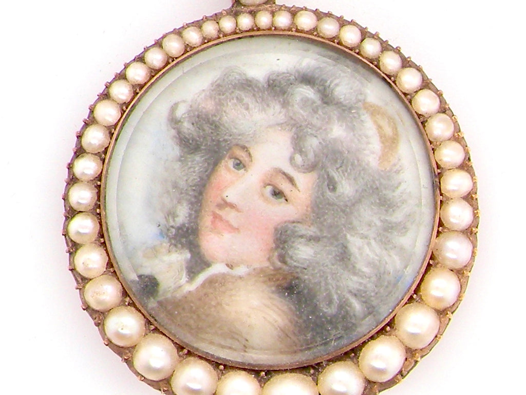 Georgian antique miniature portrait pendant