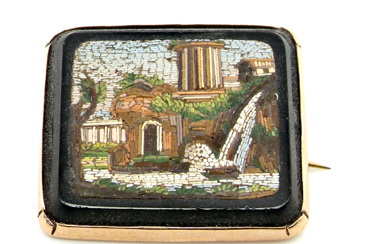 Italian micro mosaic brooch