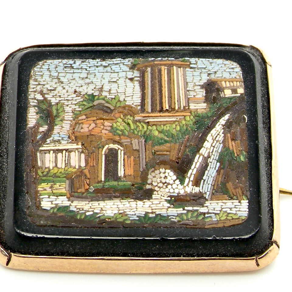 Italian micro mosaic brooch