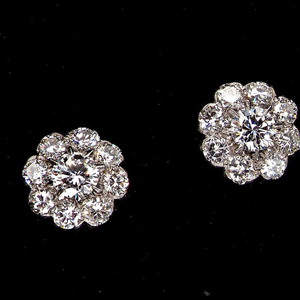 vintage diamond cluster earrings