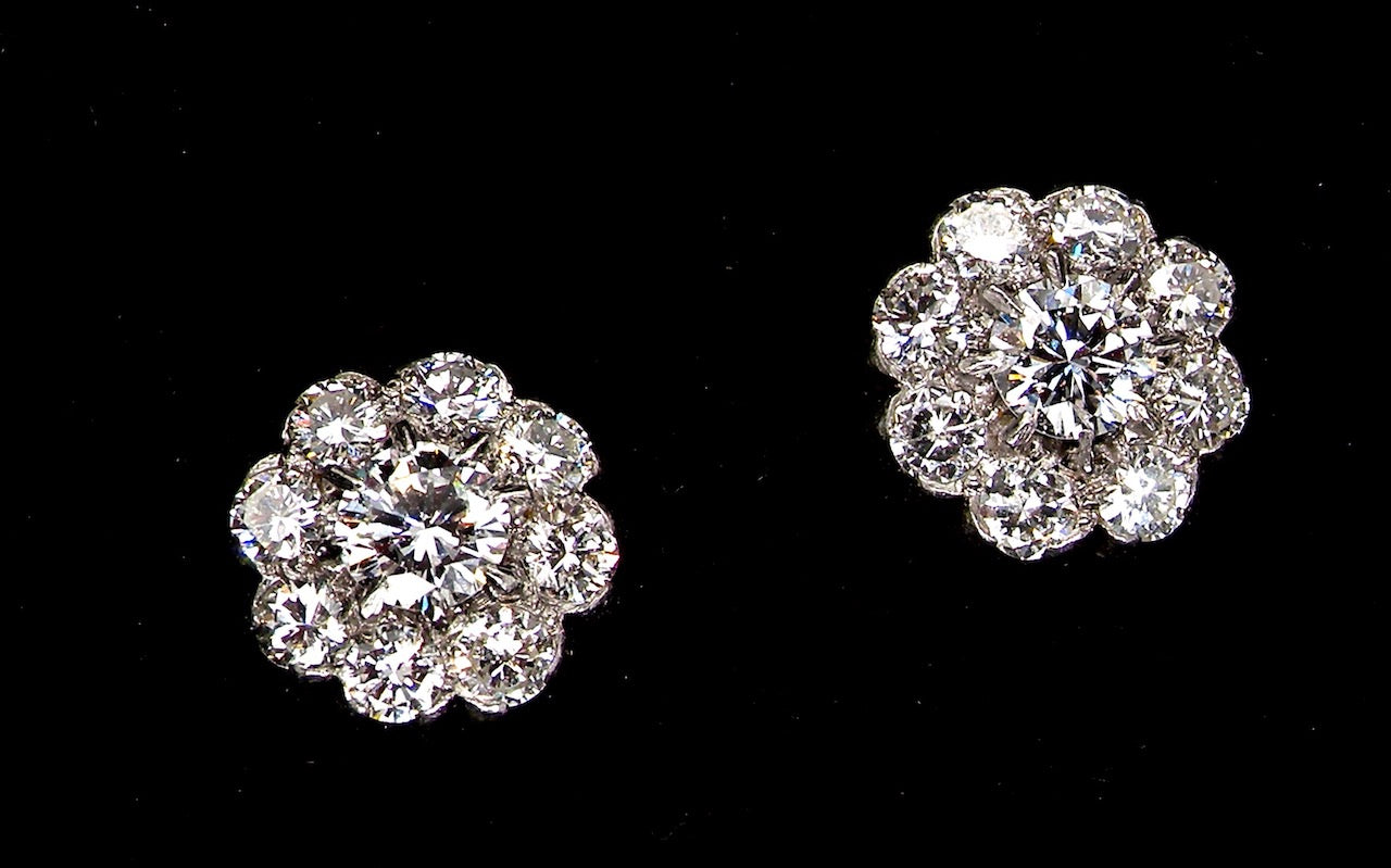 vintage diamond cluster earrings