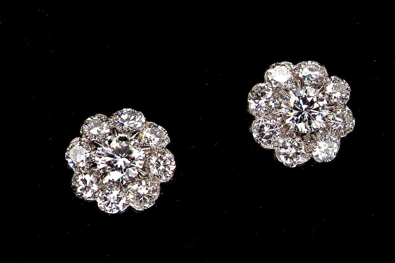 vintage diamond cluster earrings