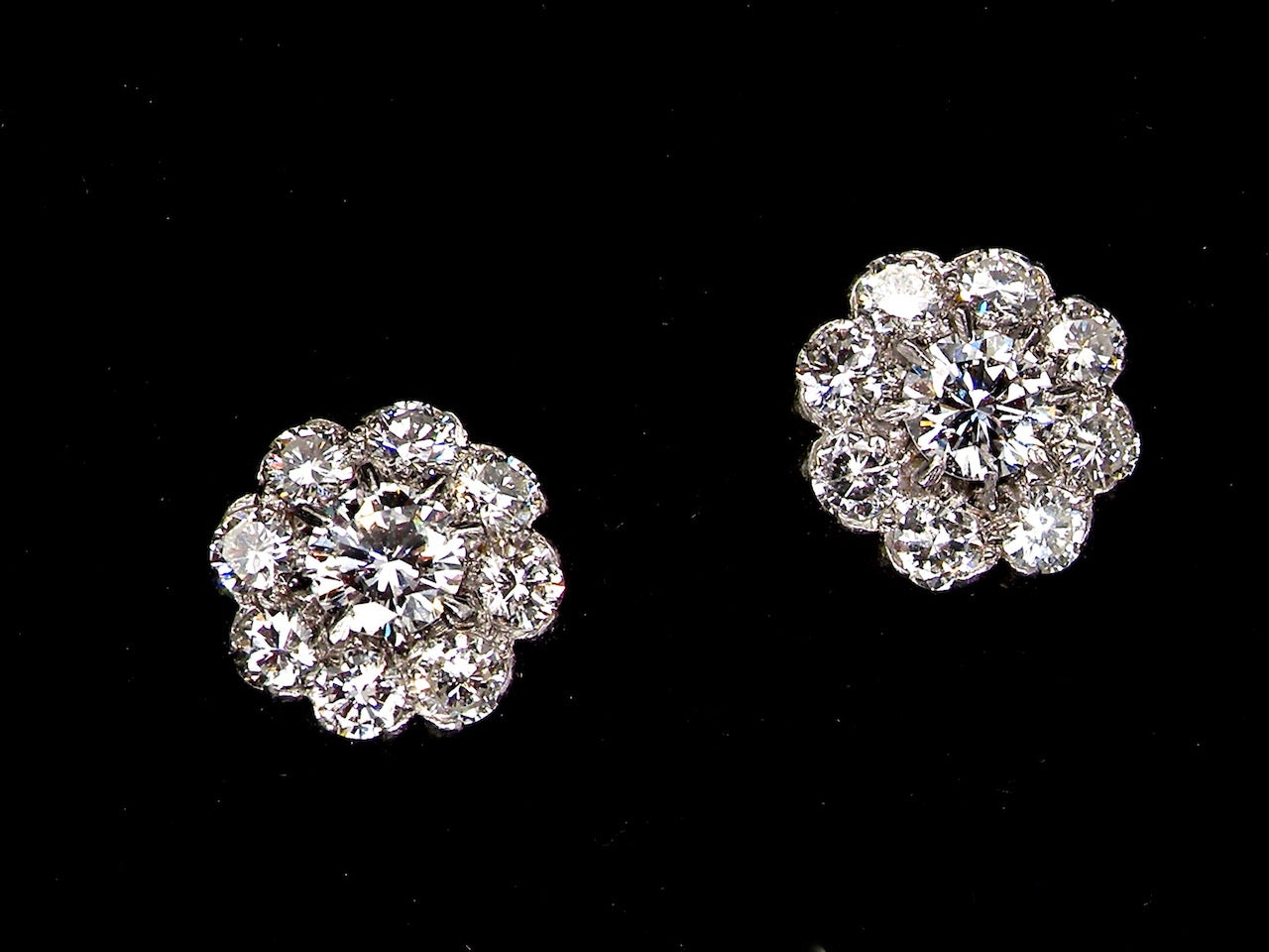 vintage diamond cluster earrings