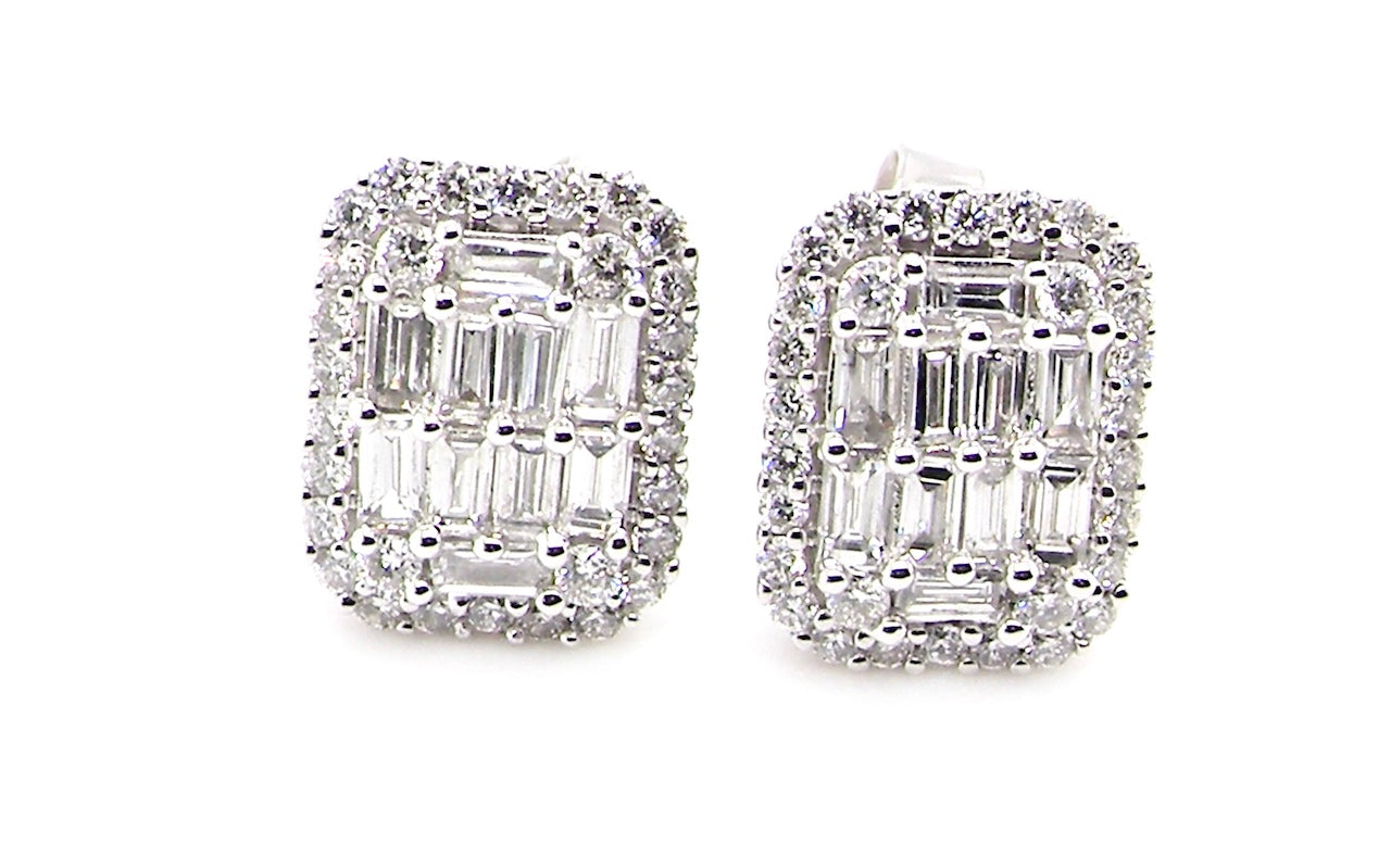 new  3/4 carat diamond cluster earrings
