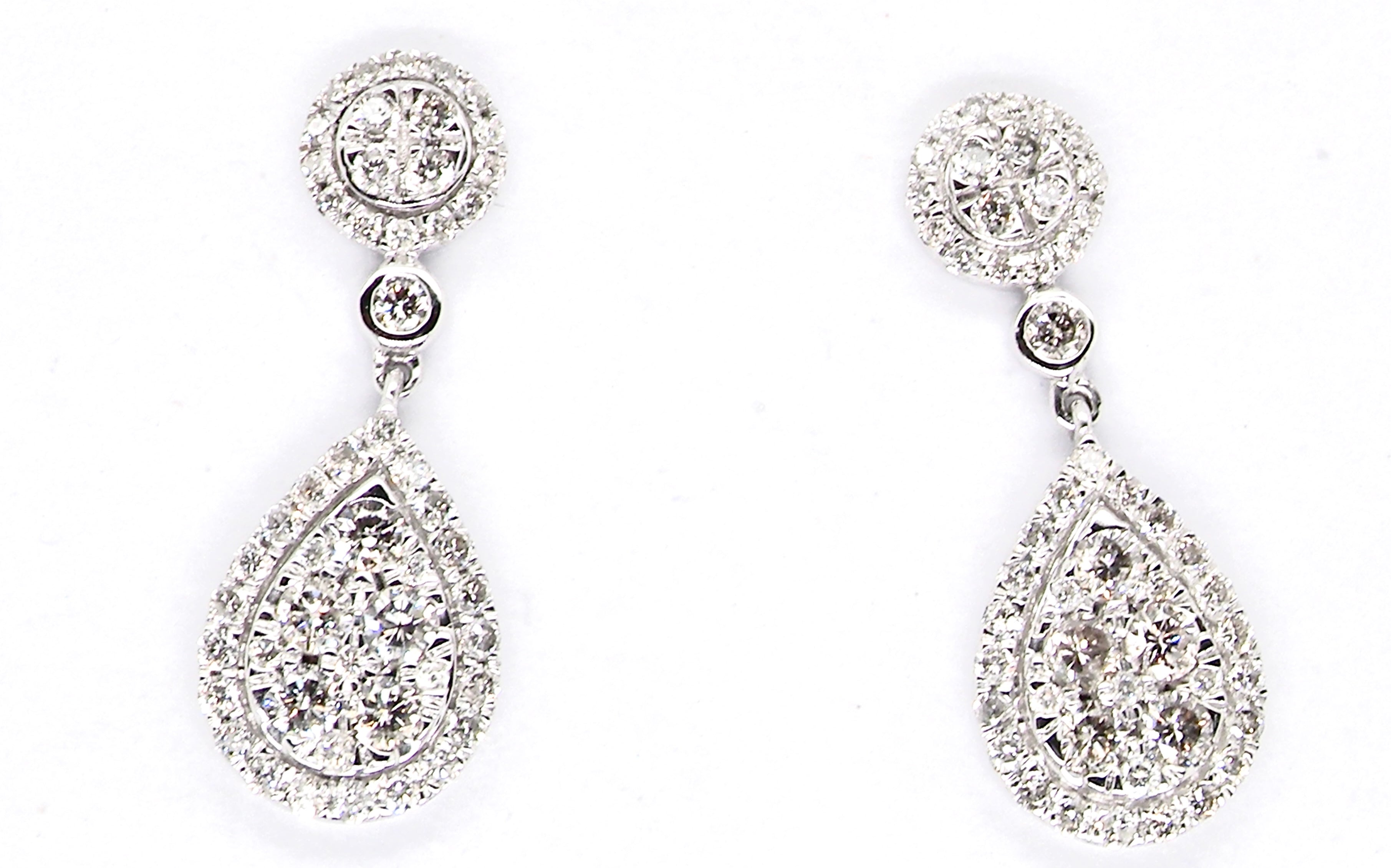 pear shaped drop cluster earrings