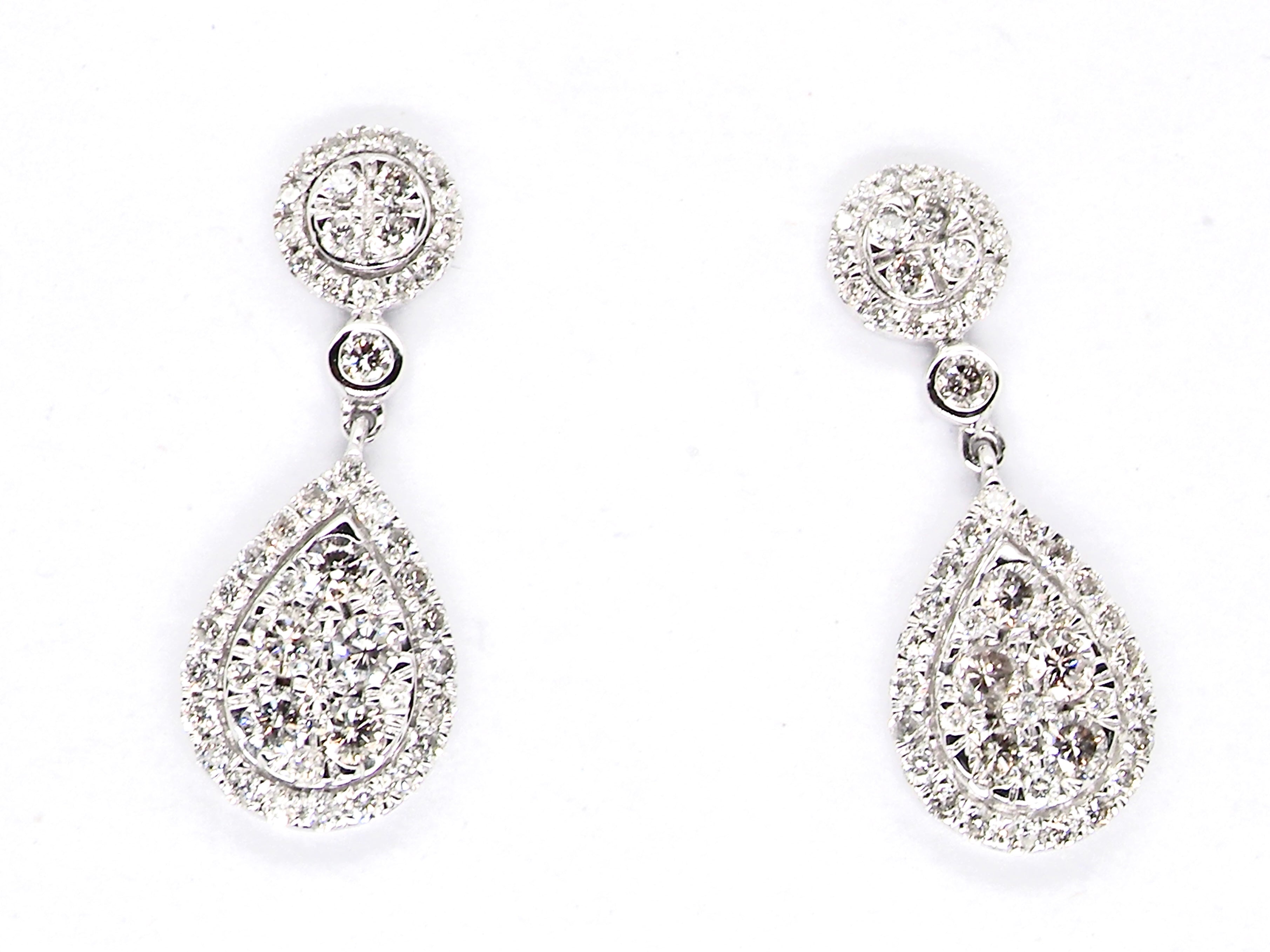 pear shaped drop cluster earrings