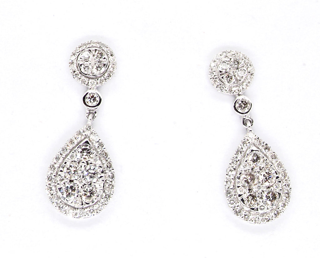 pear shaped drop cluster earrings